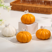 Bougie en cire parfumée citrouille pour Halloween, forme de citrouille réaliste, durée de combustion de 4 à 12 heures, parfum orange et blanc, cadeau festif transfrontalier