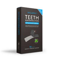 Tiras Blanqueadoras de Dientes de Carbón Natural MQUPIN, Paquete de 14 Pares, con Logotipo Personalizado, Sin Peróxido, Eliminador de Manchas Suave para el Cuidado Dental