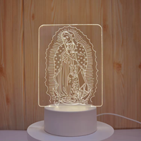 Lampe LED 3D Illusion Optique Holographique Jésus, Décoration de Table, Cadeau Religieux Chrétien Commémoratif d'Anniversaire pour Hommes
