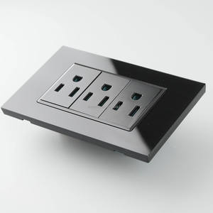 Lujo 118 Vidrio negro Acrílico 110V 220V Americano EE. UU. Estándar Luz moderna Interruptores y amortiguadores de luz simples planos - Product Image 4