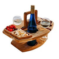 Table de pique-nique en bois pour la plage, Table à vin en plein air, petite Table de pique-nique pliable et portable avec poignée