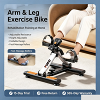 Mini-pédalier portable avec hauteur réglable, tube en acier robuste, ventouses antidérapantes pour l'exercice des mains et des pieds