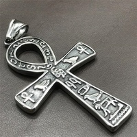 Flywu — pendentif croisé en acier inoxydable pour hommes, bord surélevé à la cheville, huile noire, écriture Antique, hommes