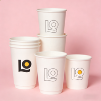 Gobelet en papier biodégradable à double paroi, personnalisable avec logo, de qualité alimentaire, imperméable, jetable, avec couvercle