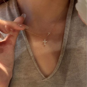 S925 Pure <b>Silver</b> Full Diamond Twin <b>Rose</b> <b>Necklace</b> for Women French Luxury Design High-End Socialite Collarbone Accessory - Product Image 2