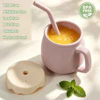 Gobelet à eau pour bébé nouveau-né avec logo personnalisé, en silicone de qualité alimentaire, design mignon, bouteille d'eau unisexe avec couvercle, facile à saisir