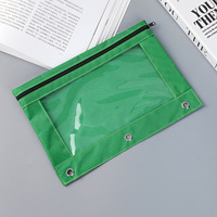 Logo personnalisé Trousse à crayons en PVC à trois trous Sac à documents transparent Sac de rangement en tissu Oxford B5 Feuilles mobiles de grande capacité