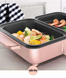 Marmite électrique multifonctionnelle <span class=keywords><strong>2</strong></span> en 1 en fonte d'aluminium antiadhésive pour barbecue - Product Image 2