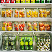 Boîte de rangement de réfrigérateur en plastique transparent poignée en PET organisateur de cuisine rectangulaire Transparent pour le tri des fruits légumes