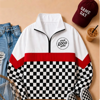 Blouson coupe-vent respirant et imperméable à motif écossais avec logo d'équipe vintage, fermeture éclair 1/4, manches longues, vente en gros