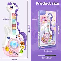 Guitare musicale licorne EPT pour tout-petits, jouet interactif d'apprentissage des sons des animaux, jeu de quiz lumineux, mélodie éducative, cadeau