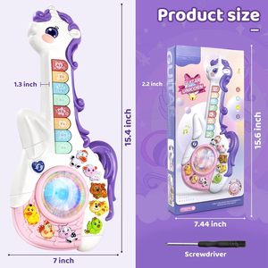 Guitare musicale licorne EPT pour tout-petits, jouet interactif <span class=keywords><strong>d</strong></span>'apprentissage des sons des animaux, <span class=keywords><strong>jeu</strong></span> de quiz lumineux, mélodie éducative, cadeau - Product Image 6