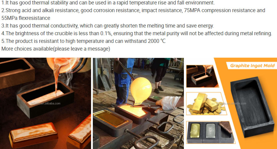 Crucibles For Melting Metal,Silver Ingot Mould Gold Casting Ingot Crucible Mold Rectangular - View #9