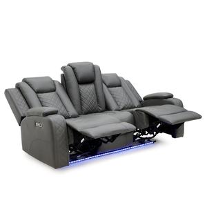 Set <span class=keywords><strong>Sofa</strong></span> <span class=keywords><strong>Recliner</strong></span> Elektrik Kulit Modern Geeksofa Furniture dengan Konsol & Meja Lipat untuk Ruang Tamu - Product Image 3