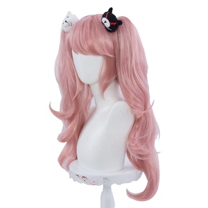 Perruque synthétique de cosplay anime de haute qualité, longue de 60 cm, bouclée, rose, <span class=keywords><strong>Dangan</strong></span> Ronpa, Enoshima Junko, avec 2 queues de cheval, CS-078C - Product Image 5