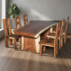 Outdoor <b>Dining</b> <b>Table</b> and Chair Set Solid <b>Wood</b> Long Top Thick Legs FLEGT Certified by Nisafurniture - Product Image 3