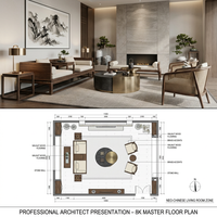 Conception de plan de maison professionnelle CE, style postmoderne, design graphique de salon, personnalisation sur mesure OEM ODM, conception 3D
