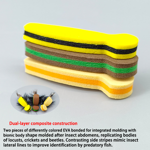 Matériel de corps en mousse pour la fabrication de mouches, bandes de mousse EVA double couche bicolores pour la création de mouches sèches, de mouches de surface, de mouches de grillo, de mouches de gueppe et de mouches de <span class=keywords><strong>scarabée</strong></span>. - Product Image 4