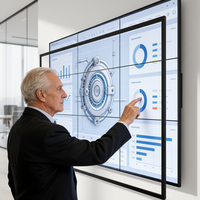 Mur vidéo LED couleur pleine 55 pouces avec cadre tactile infrarouge multipoint haute précision, personnalisable, adapté à la publicité commerciale
