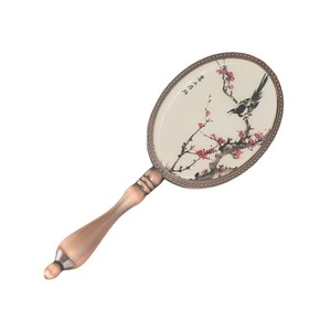 Antique Bronze Handheld <b>Magnifying</b> Single Cosmetic Mirror Chinese Art Print Vintage Luxury Metal Makeup Mirror GZ RTS Bulk Mixed - Product Image 2