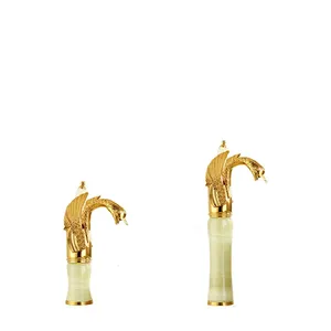 Grifo Mezclador Monomando de Lujo para Lavabo de Baño, Latón con Núcleo Cerámico, Diseño Moderno Jade, Agua Fría y Caliente, Dorado, LXL240413 - Product Image 6