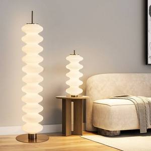 Lampes de sol LED blanches en verre avec perles d'abaque, design minimaliste moderne nordique, pour chambre à coucher, salon, décoration de chevet - Product Image 2