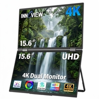 Moniteur portable double InnoView 15,6 pouces 4K 3840x2160 100% sRGB FreeSync HDR avec protection oculaire, USB-C, DP, HDMI, extension d'écran