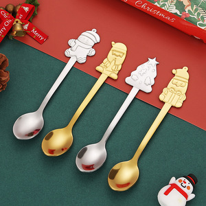 Cross-Biên Giới Thép Không Gỉ Cây Giáng Sinh Khuấy <span class=keywords><strong>Spoon</strong></span> Set Dễ Thương Phim Hoạt Hình Búp Bê Muỗng Cà Phê Bộ Đồ Ăn Nhựa Cho Các Bên - Product Image 5