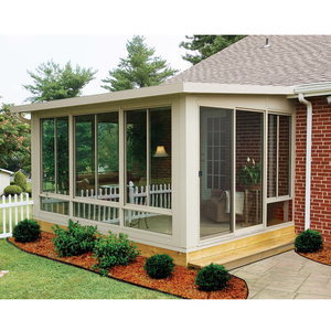 بيت زجاجي مائل حديث من الألومنيوم محمول للفلل زجاج قابل للسحب في الهواء الطلق مع سقف مقسى - Product Image 1