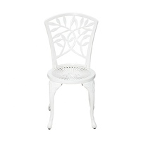 Ensemble de salle à manger bistro patio blanc 3 pièces mobilier extérieur balcon jardin café table ronde en fonte d'aluminium et chaises 2 places