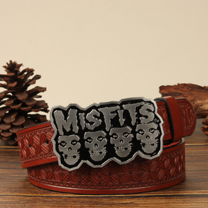 Neues Design Misfits Totenkopf PU-Ledergürtel mit Großer Metallschnalle, Europäischer Goth-Punk-Stil, Geprägte Casual Herren-Taillengürtel - Product Image 5