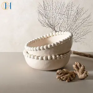 C & H Pots de plantes en forme de bol de grande taille faits à la main Pot de bougie en céramique vide en cire de soja de conception spéciale