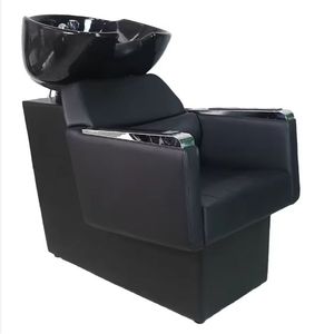 K Beauty Salon Barber Shampoo Backwash Unit Sink Station White <b>Black</b> Ceramic Tilting Sink with Adjustable Seat Hair Washing <b>Bed</b> - Product Image 6