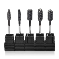 Boîte de fraises à ongles professionnelles multifonctionnelles en acier tungstène noir 3/32 pouces pour manucure, pédicure, salon de beauté