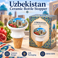 Bouchon de bouteille en céramique souvenir du voyage en Ouzbékistan, design de monument asiatique de Samarkand, Régistan, pour bouchon de vin personnalisé