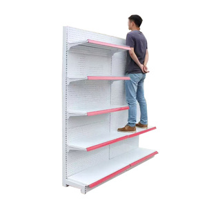 Estantes modernos para supermercados Sistema de estantería de góndola de metal duradero Unidades de exhibición antioxidantes para tienda minorista Tienda de comestibles en venta - Product Image 6