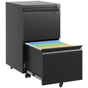 Factory Price Modern Adjustable <b>Lockable</b> Steel Filing <b>Cabinet</b> 2 Drawers Wheels Eco-Friendly School Basement Office <b>Storage</b> Key - Product Image 1