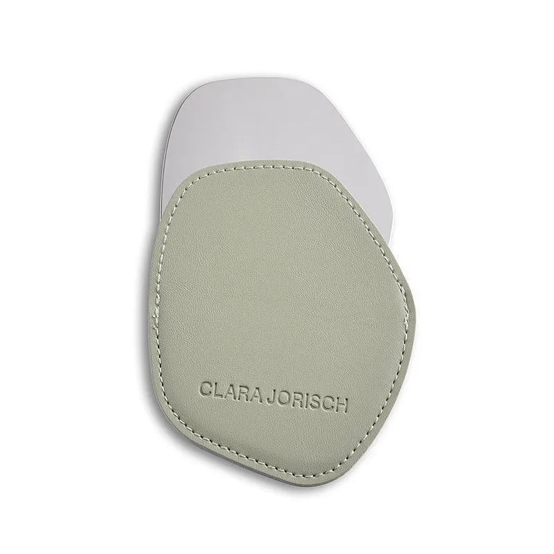 Neues Design Kunden spezifische Form Mini Hand Kosmetik Edelstahl PU Leder Taschen spiegel