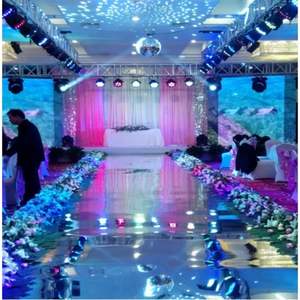 Fournitures de concert miroir cadre en métal doré événement verre trempé plate-forme de scène de mariage ronde - Product Image 4