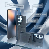 Étui de téléphone en cuir PU mat souple avec porte-cartes intégré pour iPhone 17 Pro, cadre latéral texturé, coque de protection anti-friction