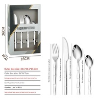 GEMEI Cuillère Couteau et Fourchette Couverts en métal style bambou Meilleures ventes Ensemble de 24 pièces en acier inoxydable doré