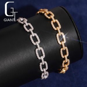 USA Stock New Fashion 6.9mm Hip Hop 925 <strong>Solid</strong> <strong>Silver</strong> Jewelry VVS D Iced Out Moissanite Infinity France <strong>Bracelet</strong> Men - Product Image 1