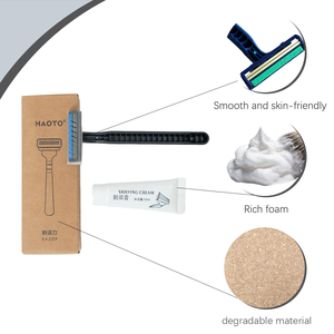 Kit de Afeitado Desechable para <span class=keywords><strong>Hotel</strong></span>, Set de Afeitado de Lujo con Lámina de Oro, Maquinilla de Afeitar de Paja de Trigo para Hostelería - Product Image 2