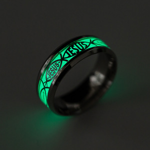 Glow in the Dark Dragon Texture Male Silver <b>Ring</b> Polishing Stainless Steel <b>Ring</b> <b>Man</b> Luminous Glow <b>Ring</b> - Product Image 4