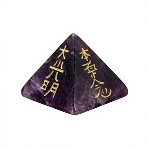 Pyramide de cristal de pierre précieuse d'énergie curative en améthyste naturelle avec symbole Reiki, fabricant, fournisseur, exportateur de Moin Agate - Product Image 1