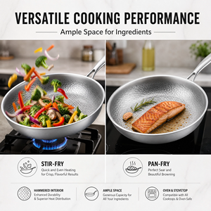 Wok <span class=keywords><strong>de</strong></span> <span class=keywords><strong>Titanio</strong></span> sin Químicos, Cocina Saludable, Sin Revestimiento Antiadherente, Libre <span class=keywords><strong>de</strong></span> PFOA y PTFE, Utensilio <span class=keywords><strong>de</strong></span> Cocina para Saltear - Product Image 5