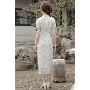 Verano nuevo estilo chica cheongsam temperamento de gama alta mujeres tradicionales damas largo color <span class=keywords><strong>azul</strong></span> boda vestido floral <span class=keywords><strong>qipao</strong></span> fábrica - Product Image 6