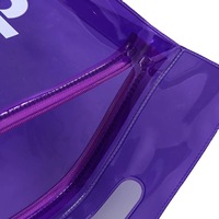 Pochette cosmétique en PVC transparent avec logo doré personnalisé, sac à fermeture éclair en plastique noir néon pour maquillage