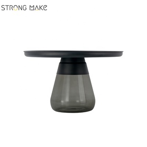 Design Contemporaneo Grigio di <span class=keywords><strong>Vetro</strong></span> di Base In <span class=keywords><strong>Oro</strong></span> Attesa Laterale <span class=keywords><strong>Tavolino</strong></span> <span class=keywords><strong>Tavolino</strong></span> Rotondo - Product Image 4