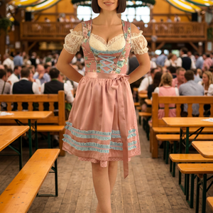 Robe Dirndl à manches courtes en coton/polyester, style bavarois miniature, design OEM unique, robe Dirndl pour l'Oktoberfest, prix de gros - Product Image 1